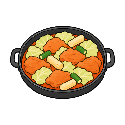 투명 배경에 닭갈비 냄비가 그려진 원본 PNG 스티커